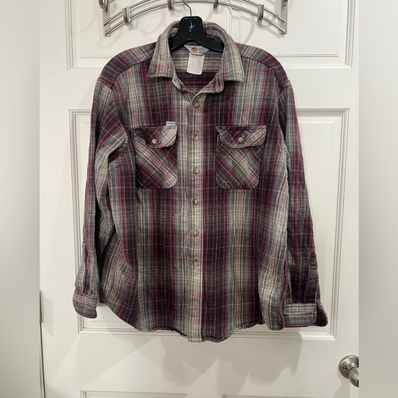 Vintage Rugged Outdoor Carhartt Plaid Button Down XL Union Made in USA - Picture 1 of 6